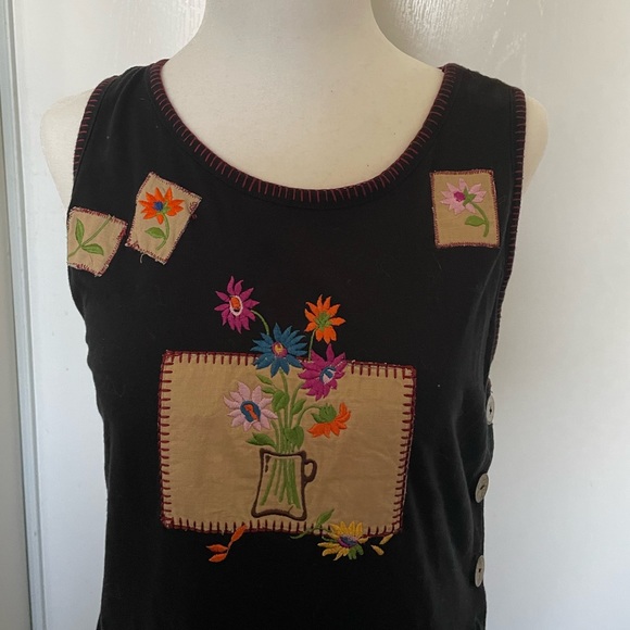 Vintage patchwork embroidered floral midi dress - Picture 7 of 10